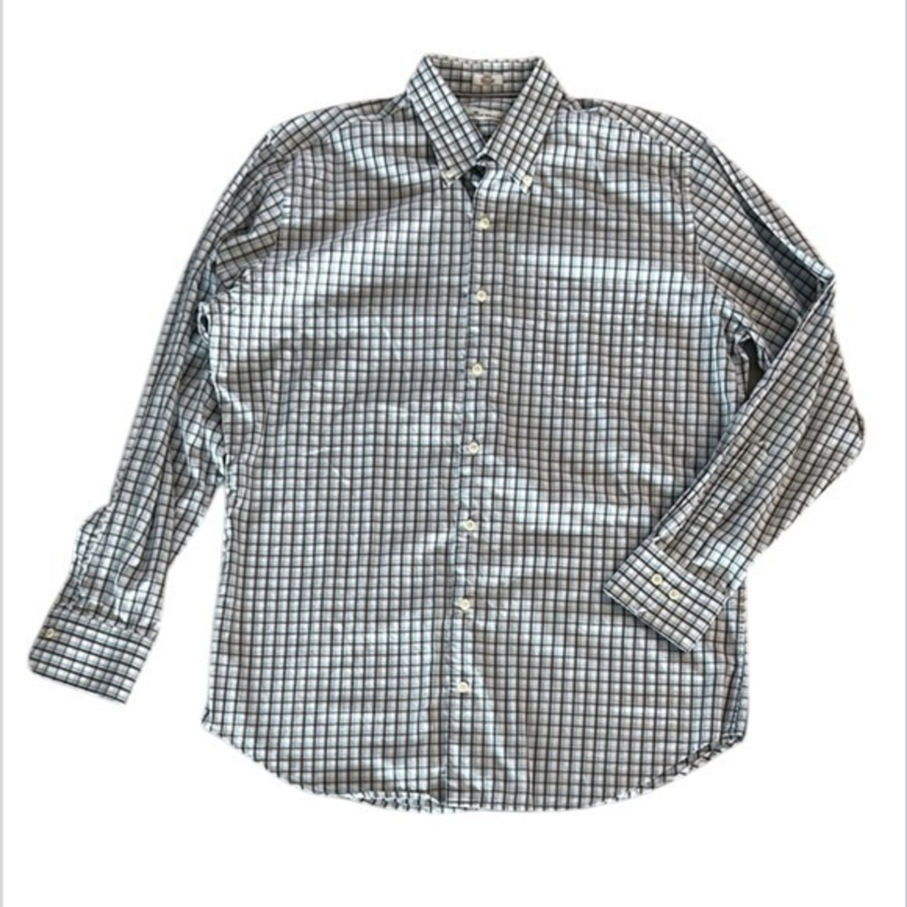 Peter Millar 100% cotton plaid long sleeve button up shirt size large